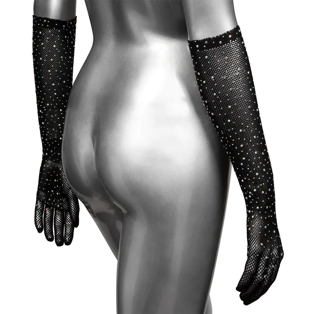 Jeweled Fishnet Full-Length Gloves