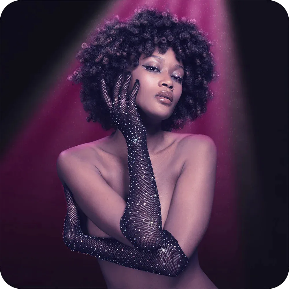 Jeweled Fishnet Full-Length Gloves