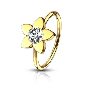 Jeweled Flower Nose Hoop