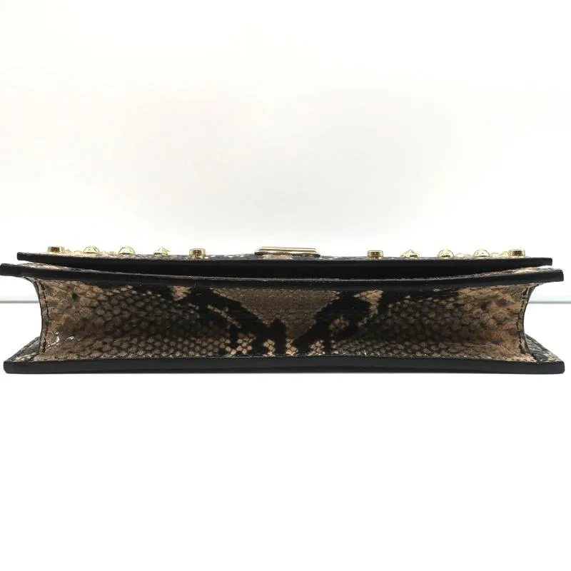 Jimmy Choo Lizzie Star-Studded Crossbody Sand Snakeskin Print Leather Clutch NEW