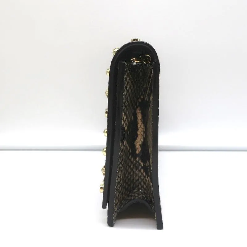 Jimmy Choo Lizzie Star-Studded Crossbody Sand Snakeskin Print Leather Clutch NEW