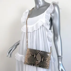 Jimmy Choo Lizzie Star-Studded Crossbody Sand Snakeskin Print Leather Clutch NEW