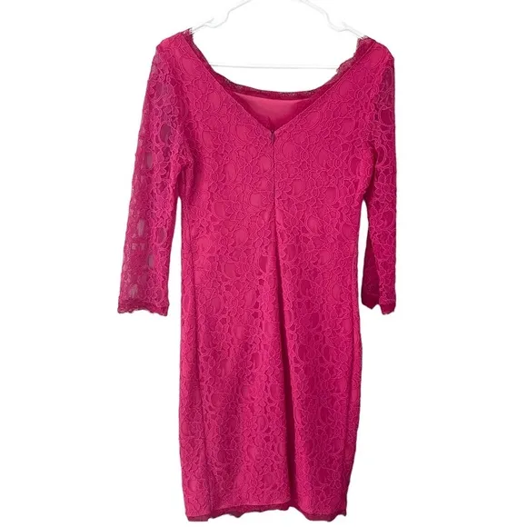 Joseph Ribkoff Pink Lace Long Sleeve Sheath Dress Size 6