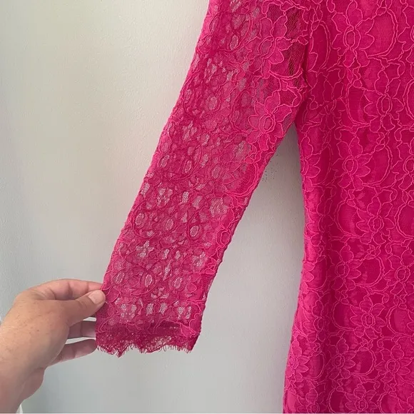 Joseph Ribkoff Pink Lace Long Sleeve Sheath Dress Size 6
