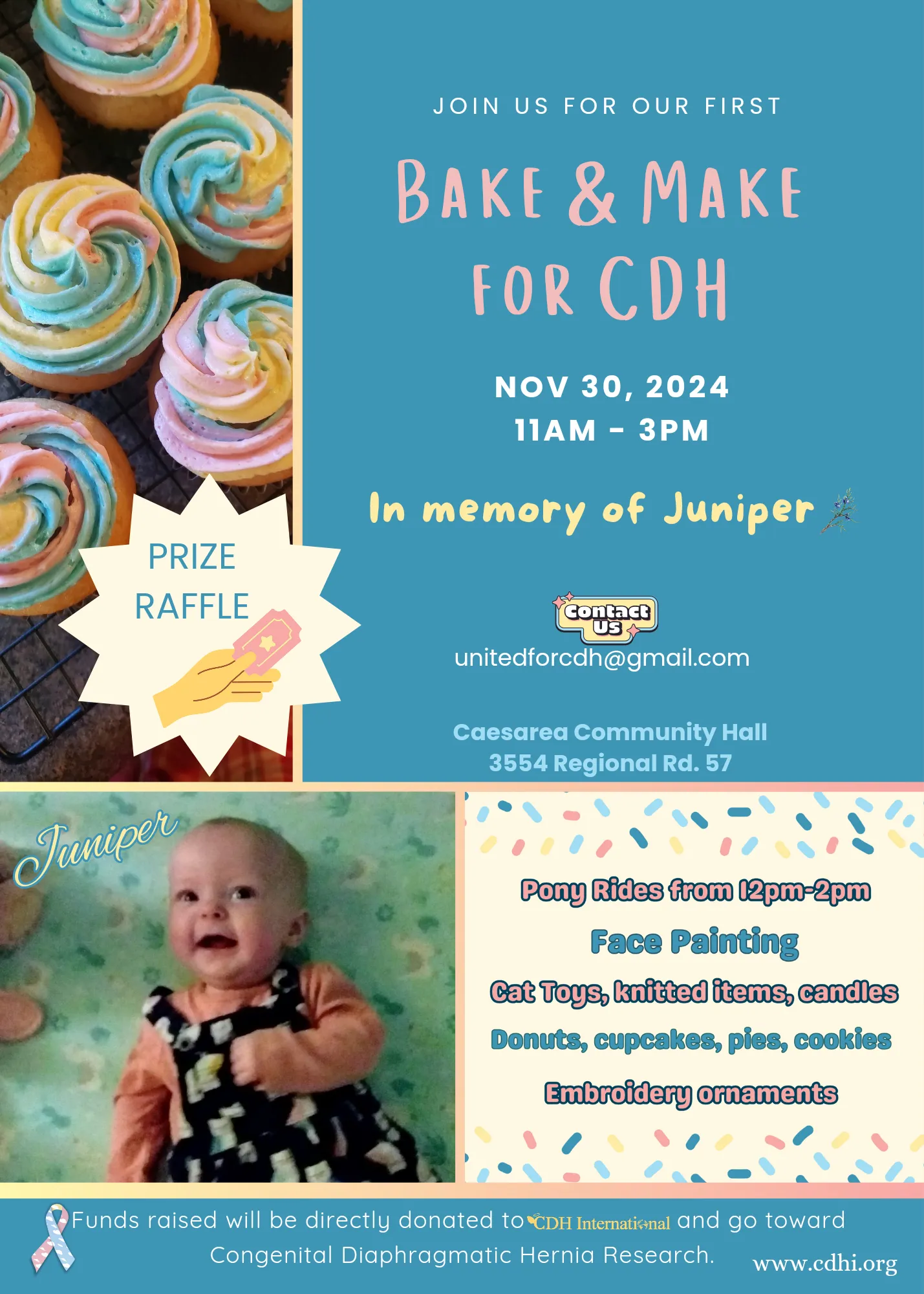 Juniper's Bake Sale Fundraiser for CDHi Canada