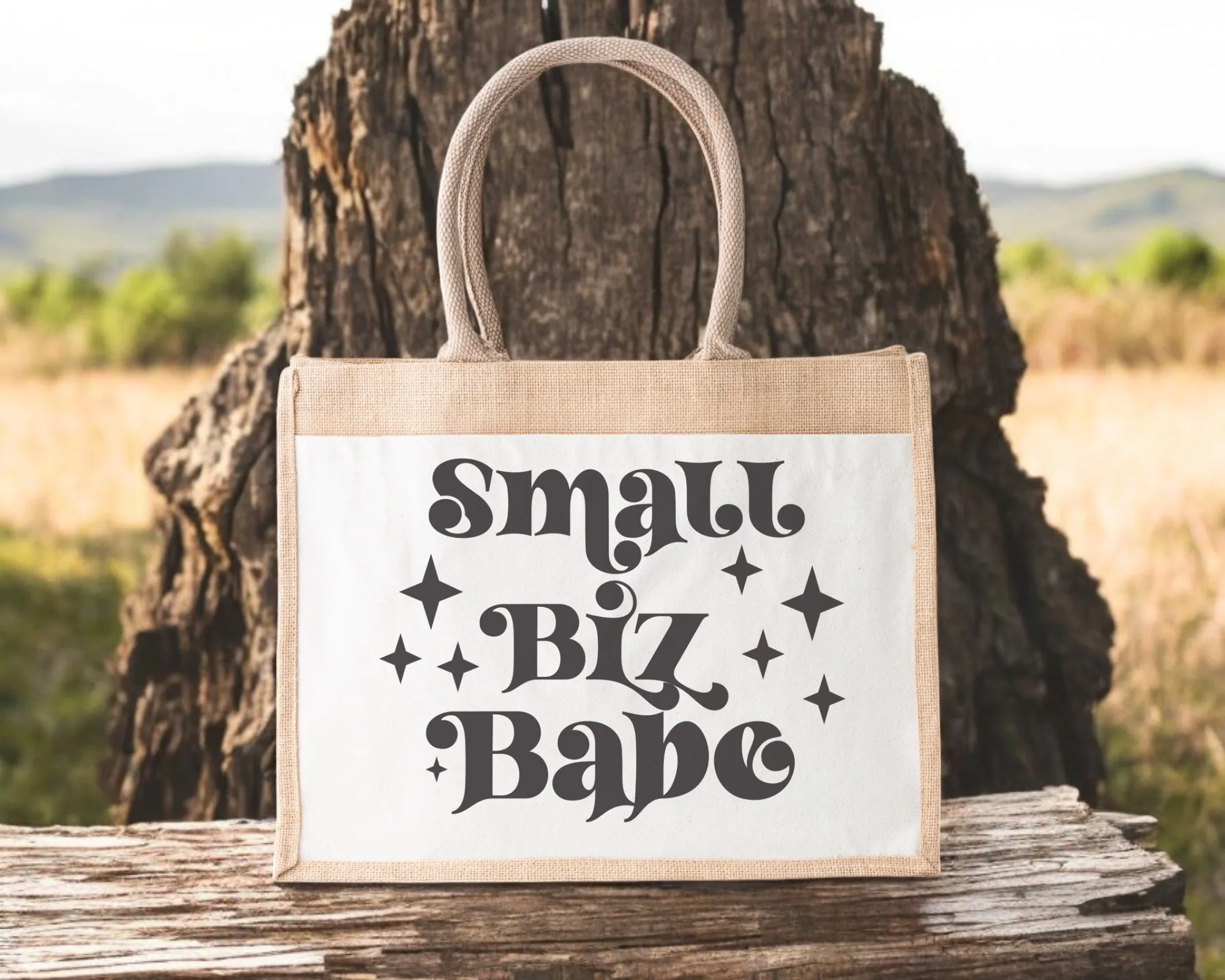 Jute Tote Bag Small Biz Babe