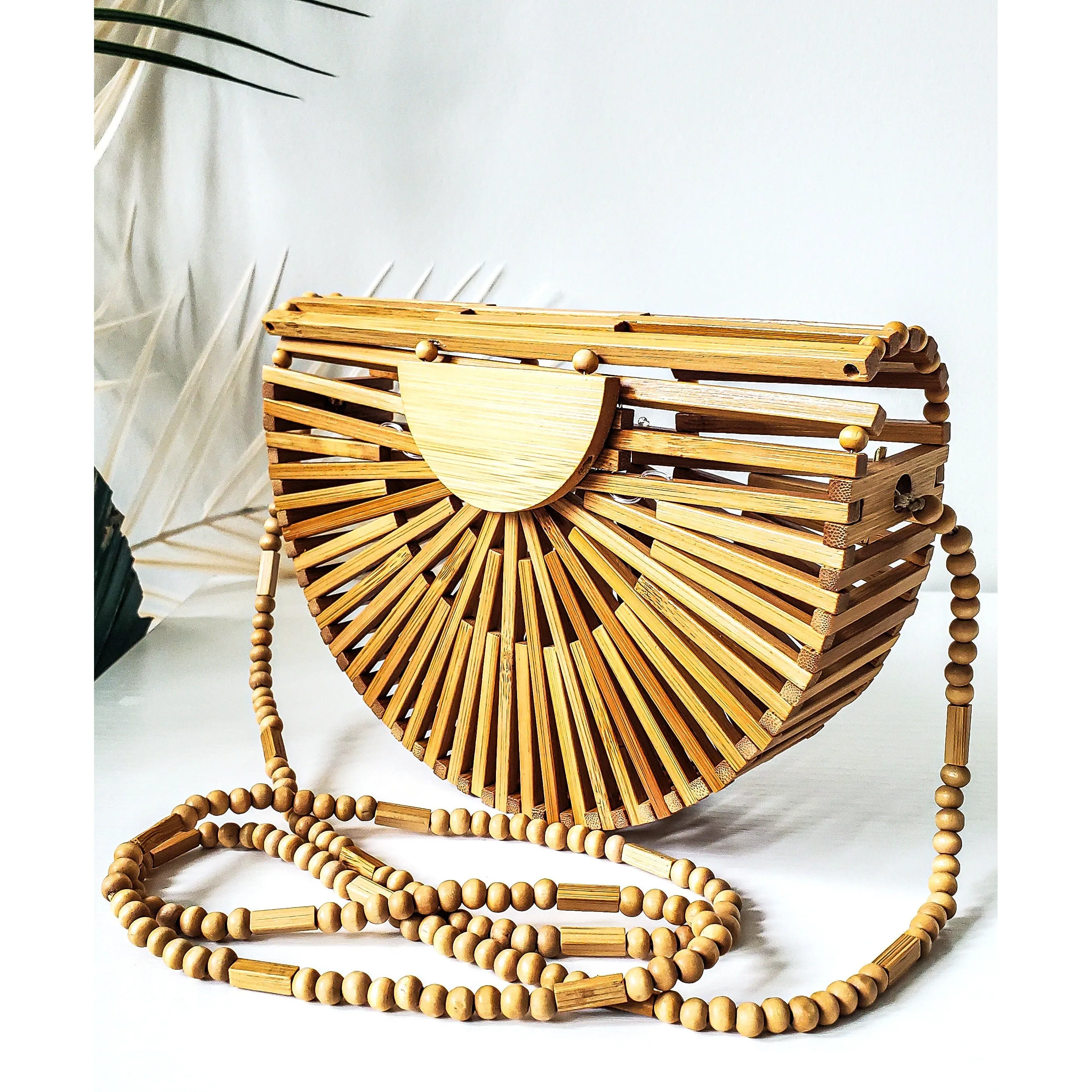Kiara Semicircle Bamboo Crossbody Bag