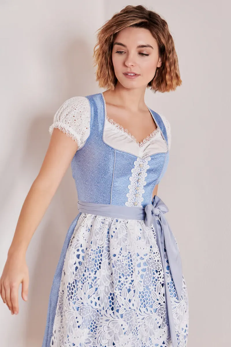 Kruger Midi Dirndl 2pcs. 50cm "Shania" blue (30,42)