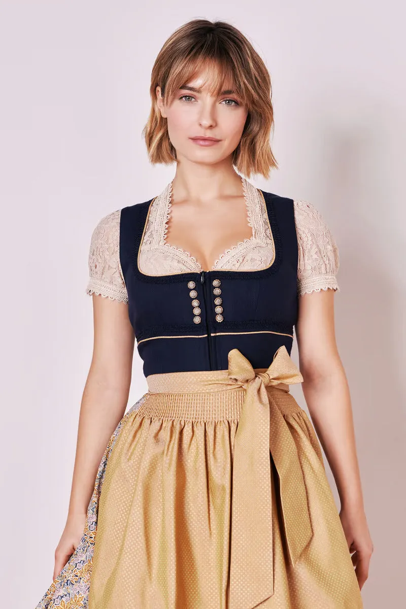 Kruger Mini Dirndl 2pcs. 50cm "Bee" blue (40) closeout