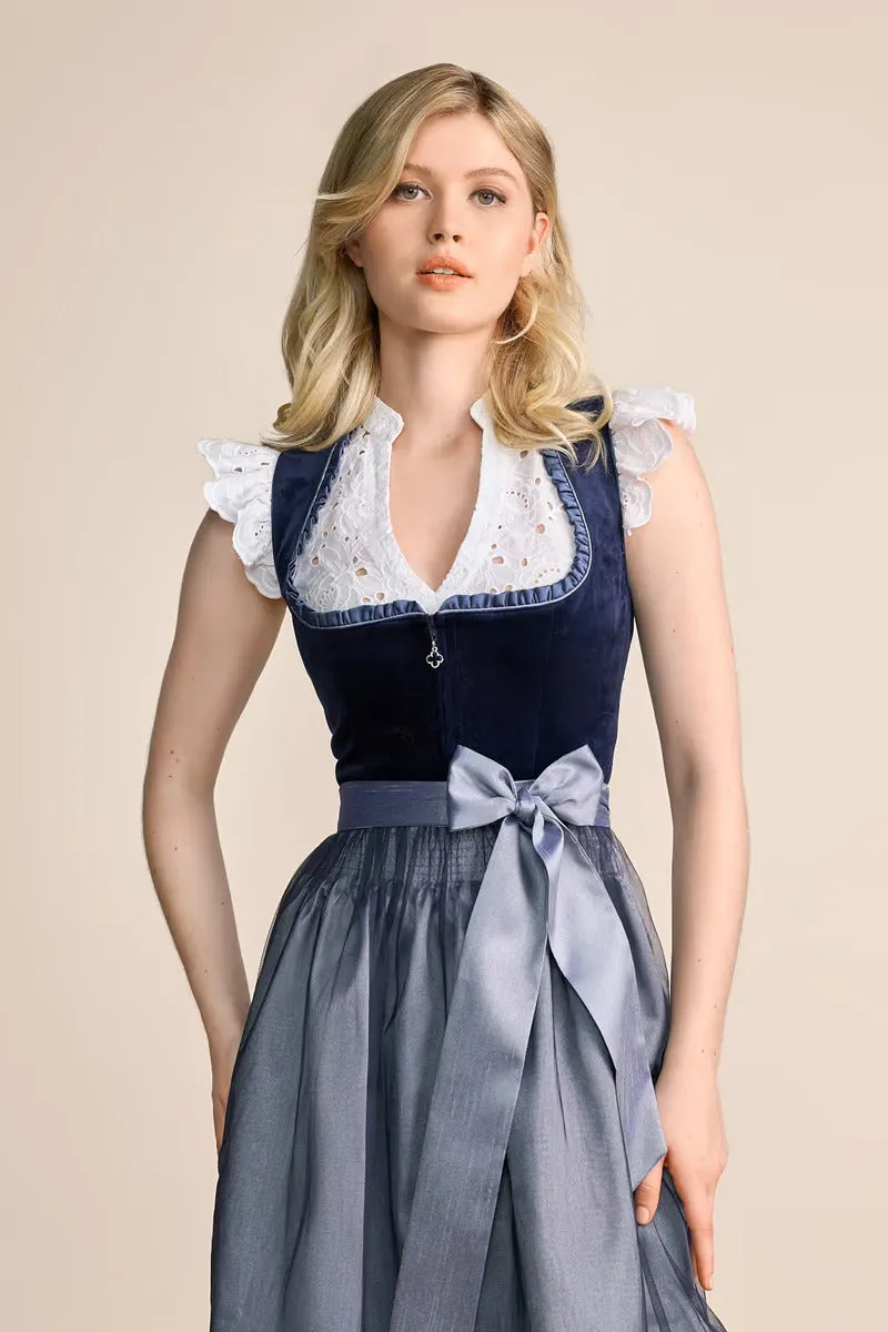 Kruger Mini Dirndl 2pcs. 50cm "Joelina" blue (30,32,34,38) closeout