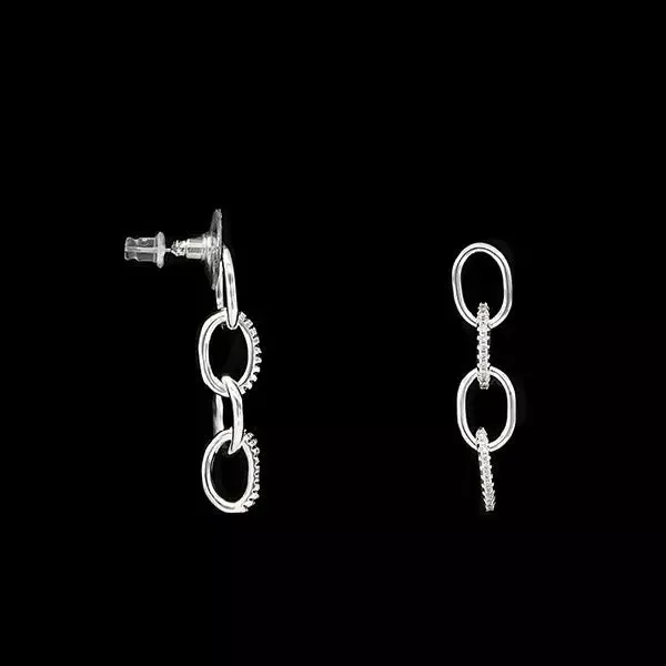 Ladies Silver Drop Chain Earrings