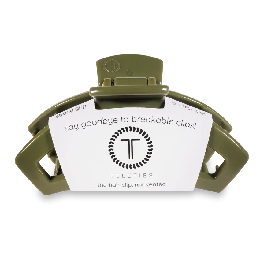 Large Teleties Open Claw Clip - Olive