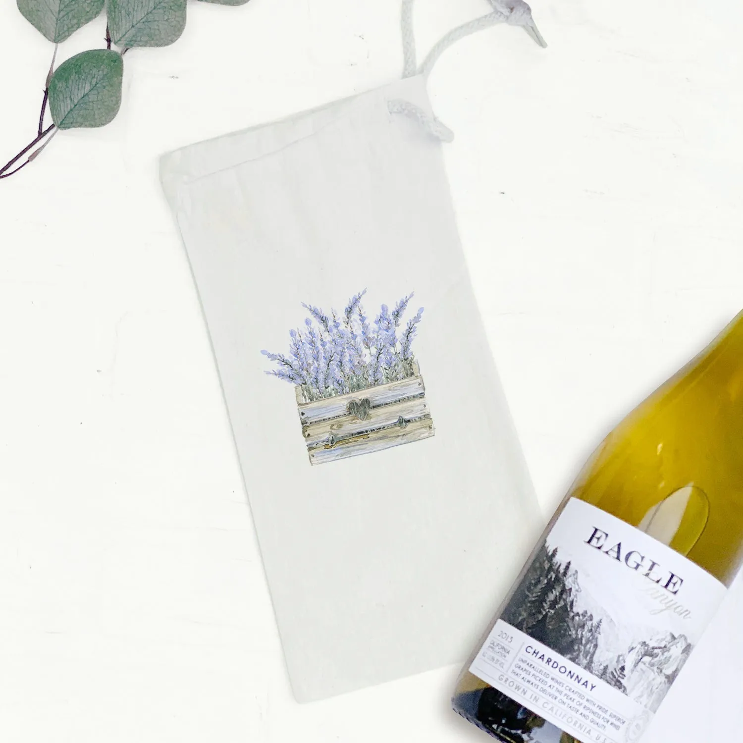 Lavender Basket - Canvas Wine Bag