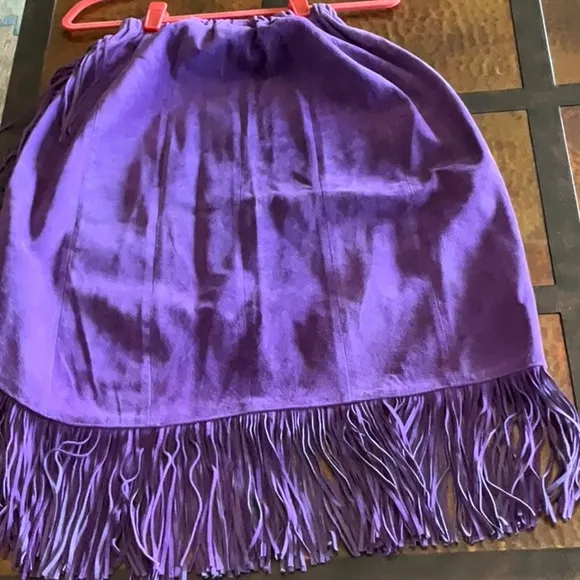Leather City Suede Cowgirl Fringe Skirt Medium Vintage
