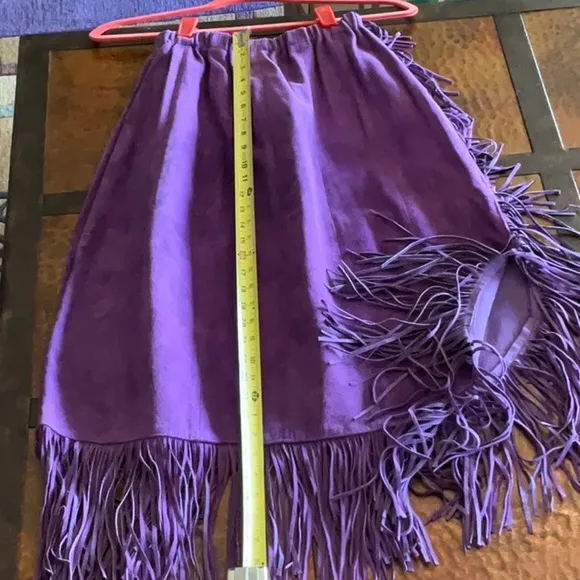 Leather City Suede Cowgirl Fringe Skirt Medium Vintage