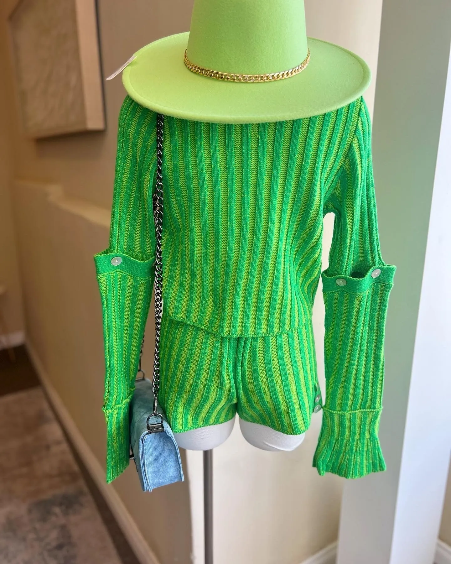 Long Sleeve Knit Short Set