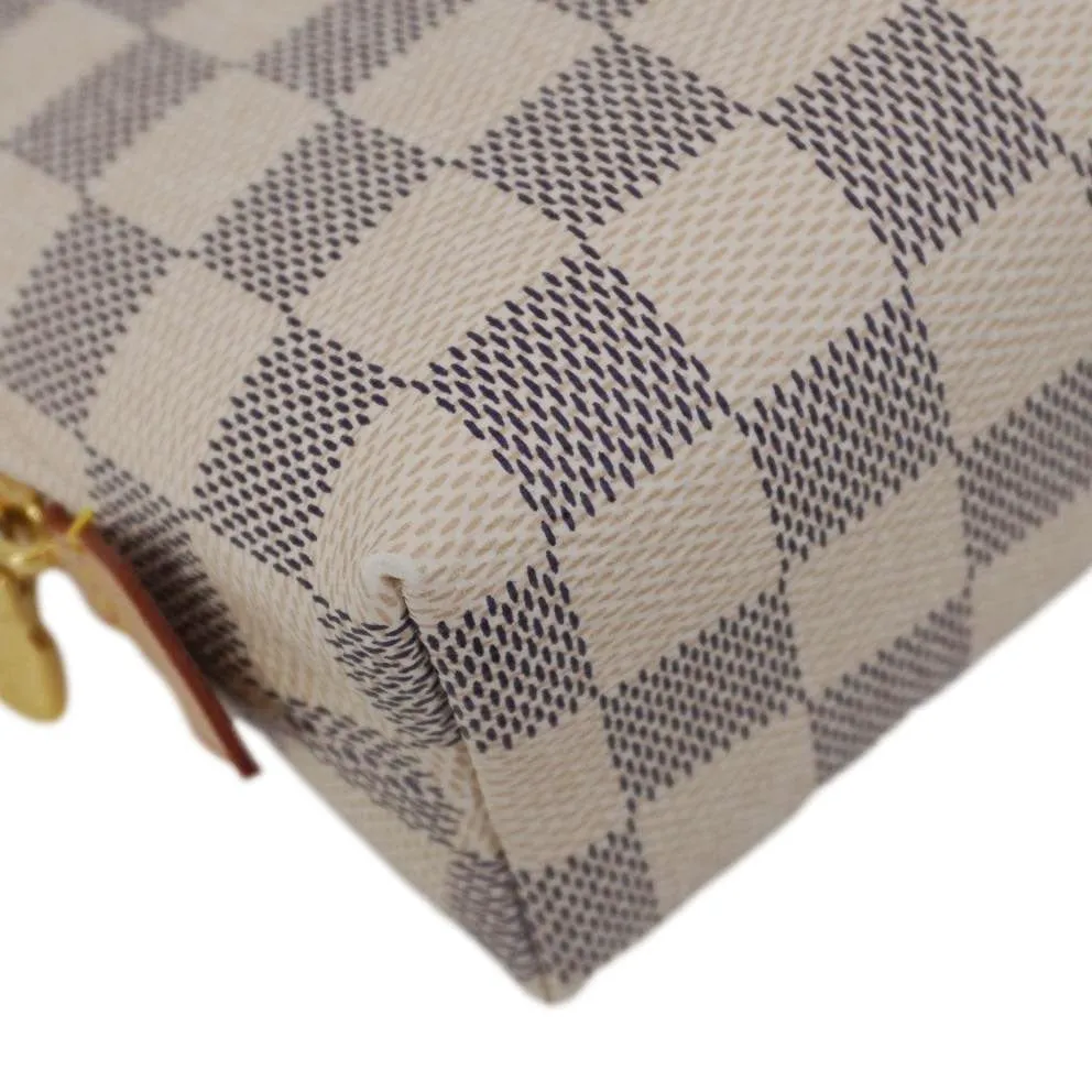 LOUIS VUITTON Damier Azur Cosmetic Pouch White