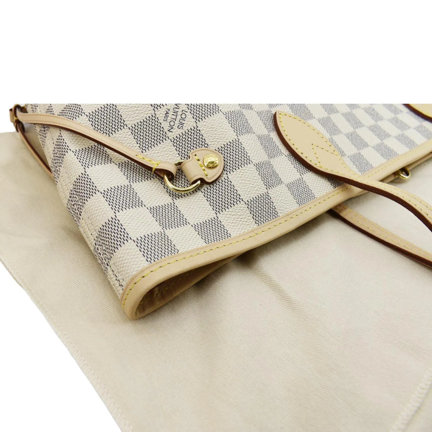 LOUIS VUITTON Neverfull MM Damier Azur Shoulder Bag Rose Ballerine
