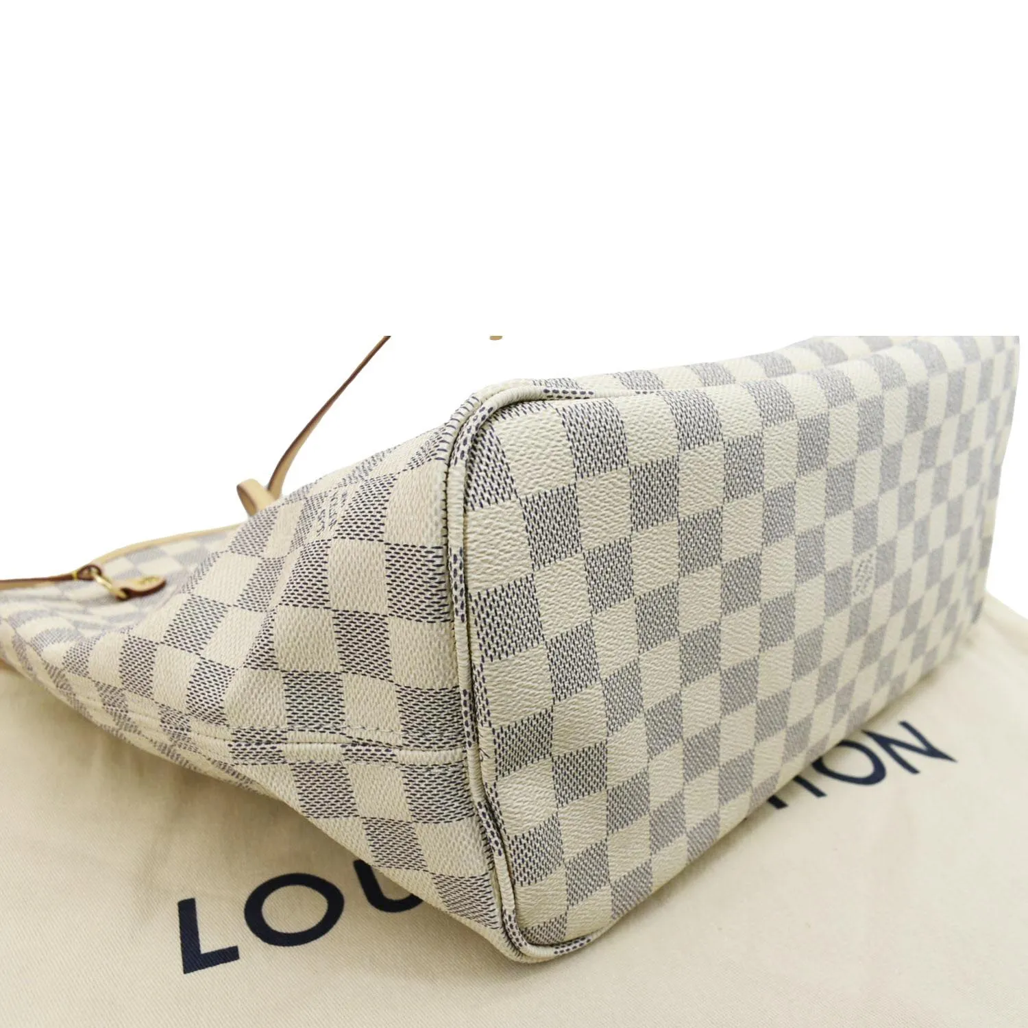 LOUIS VUITTON Neverfull MM Damier Azur Shoulder Bag Rose Ballerine