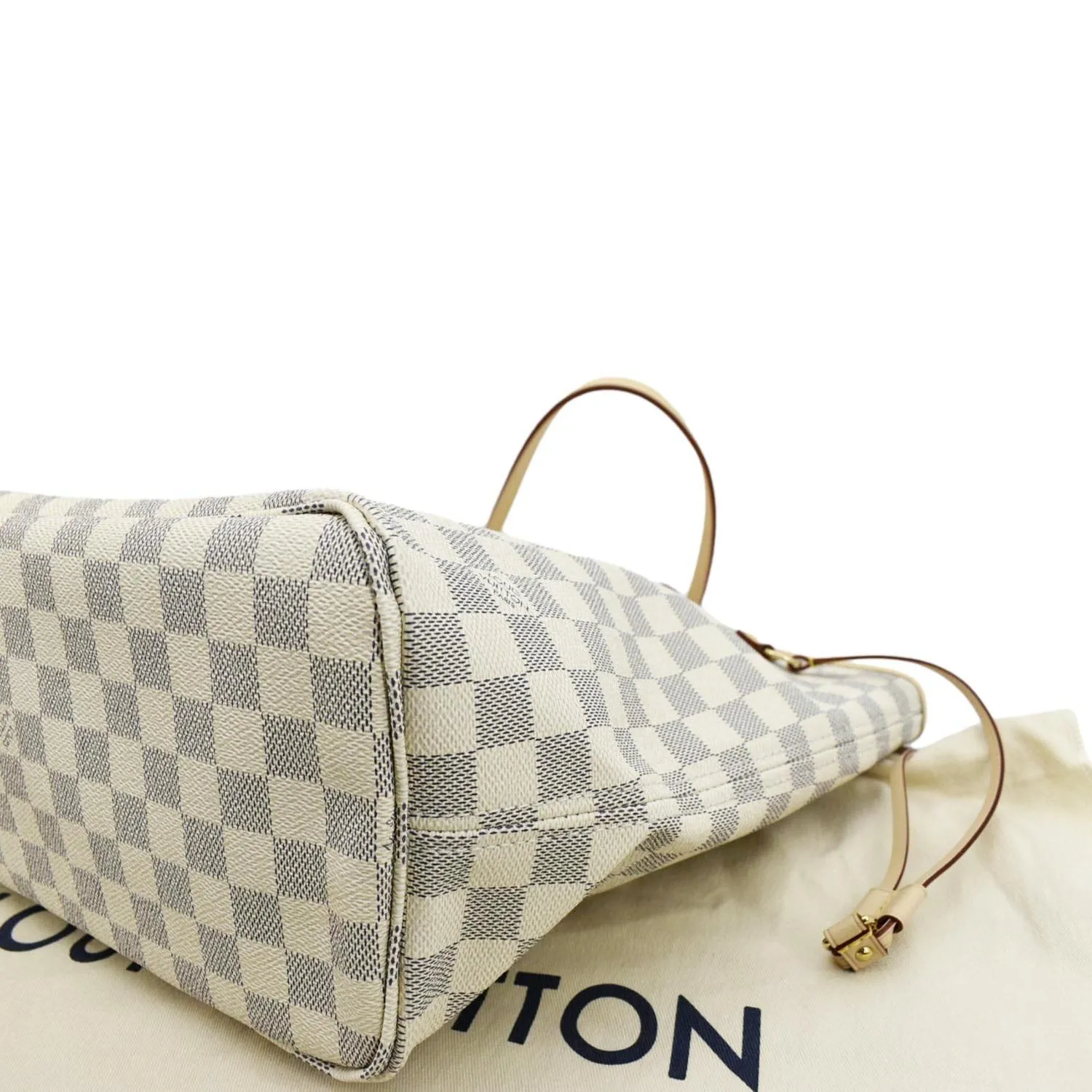 LOUIS VUITTON Neverfull MM Damier Azur Shoulder Bag Rose Ballerine