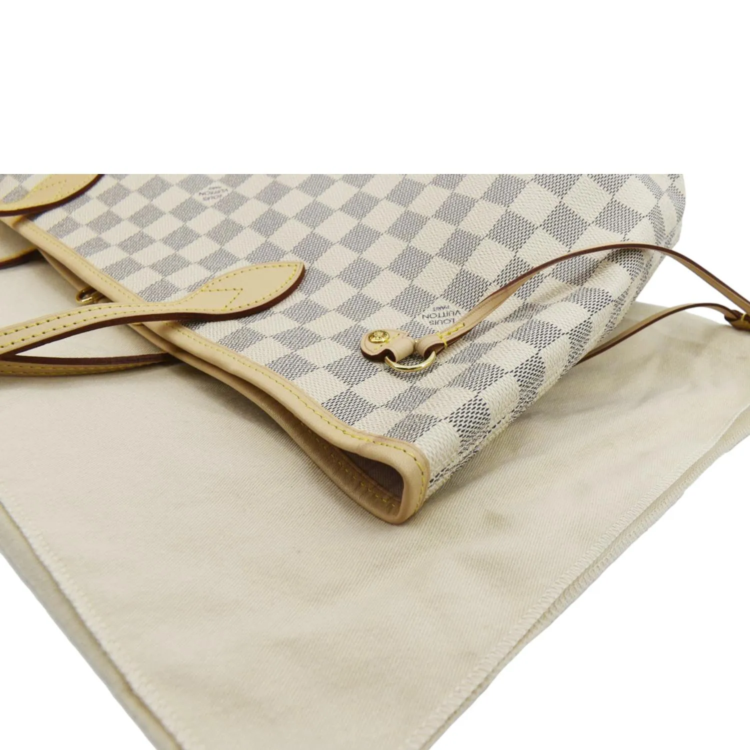 LOUIS VUITTON Neverfull MM Damier Azur Shoulder Bag Rose Ballerine