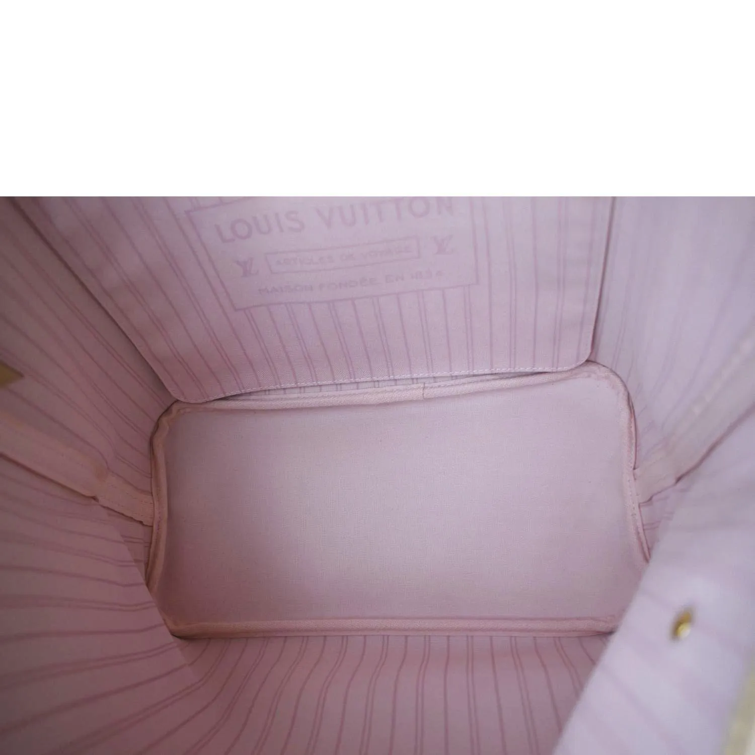 LOUIS VUITTON Neverfull MM Damier Azur Shoulder Bag Rose Ballerine