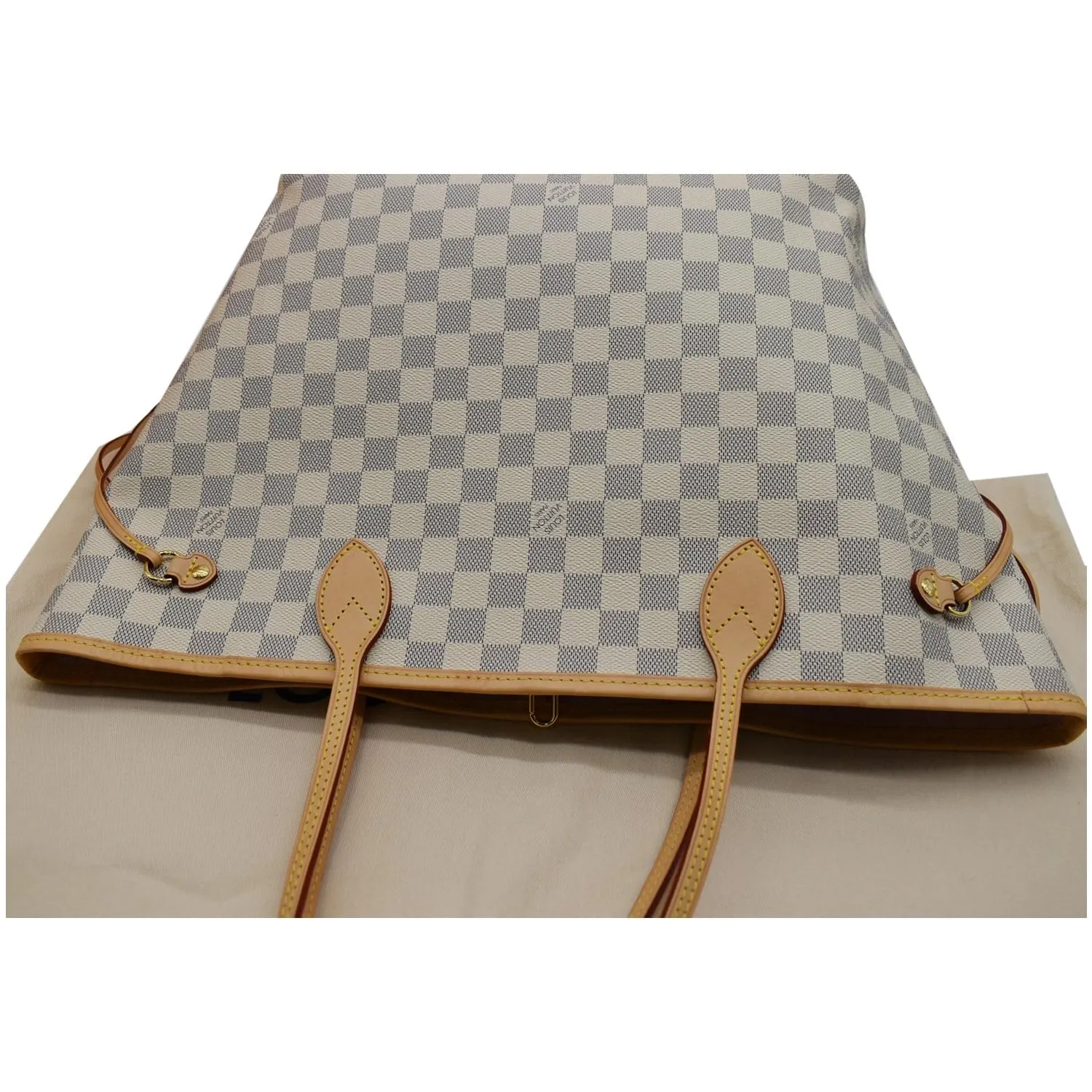 LOUIS VUITTON Neverfull MM Damier Azur Tote Bag Rose Ballerine