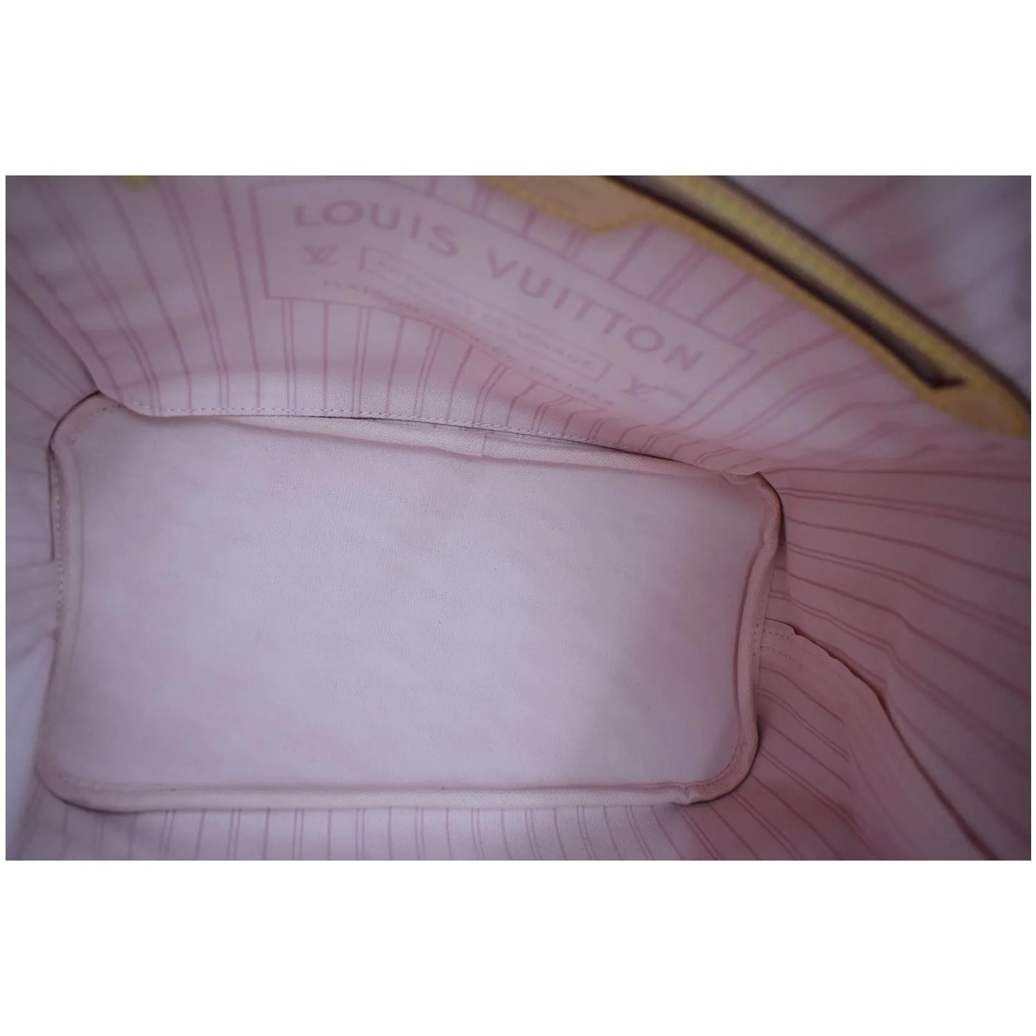 LOUIS VUITTON Neverfull MM Damier Azur Tote Bag Rose Ballerine