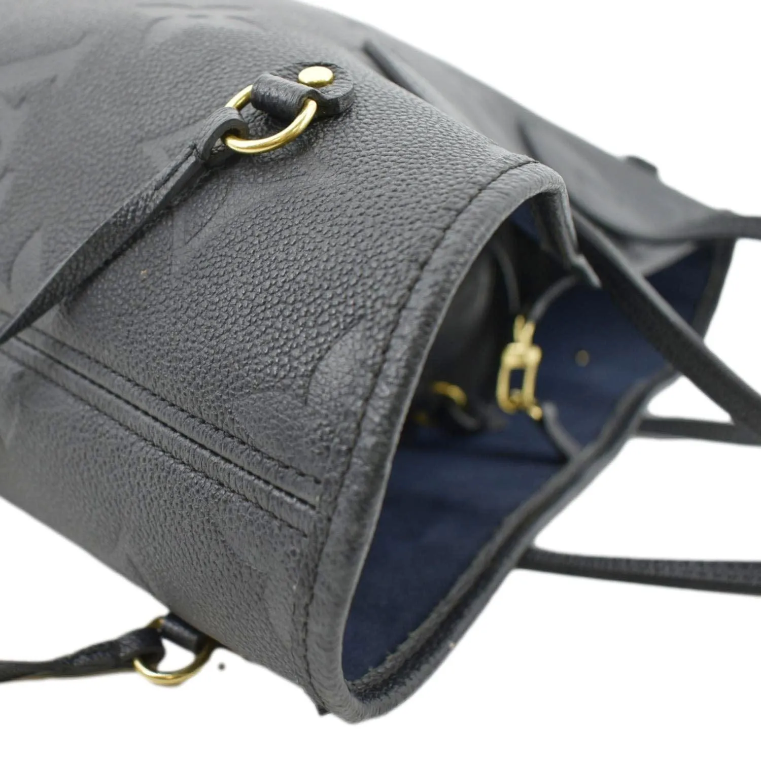 LOUIS VUITTON Neverfull MM Empreinte Leather Tote Shoulder Bag Black