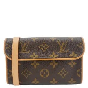 LOUIS VUITTON Pochette Florentine Monogram Canvas Waist Bag Brown