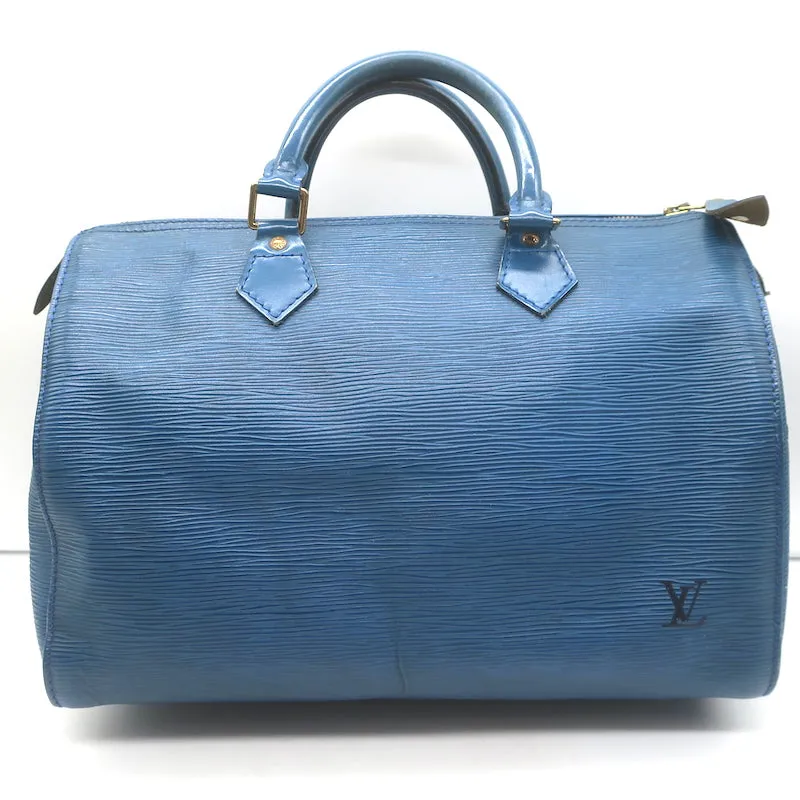 Louis Vuitton Speedy 30 Bag Toledo Blue Epi Leather