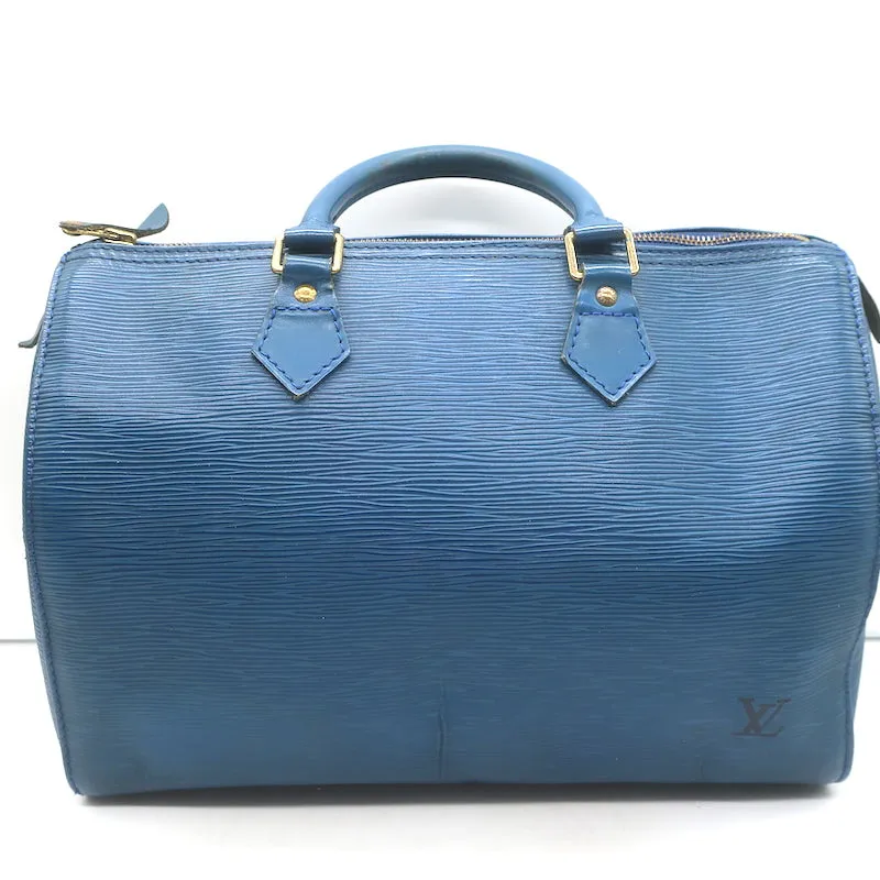 Louis Vuitton Speedy 30 Bag Toledo Blue Epi Leather