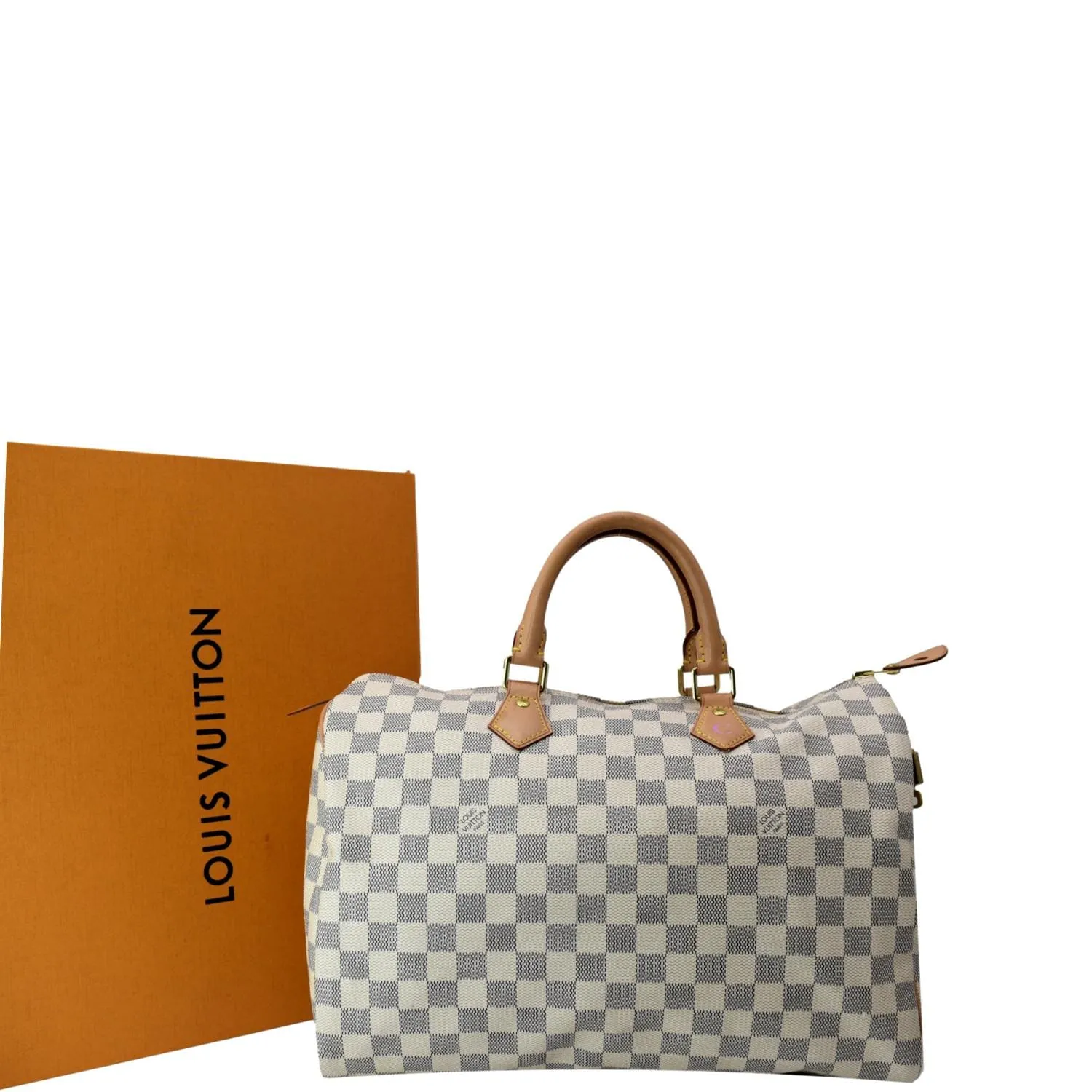 LOUIS VUITTON Speedy 35 Damier Azur Satchel Bag White
