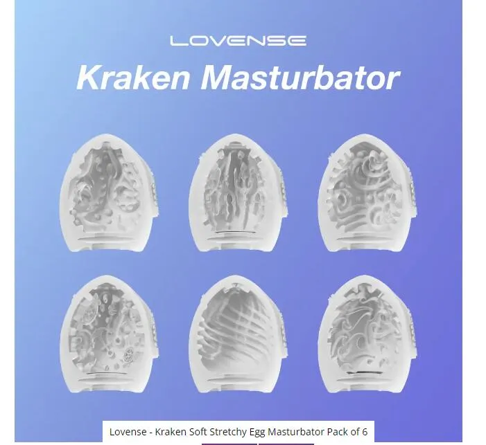 LOVENSE - KRAKEN SOFT STRETCHY EGG MASTURBATOR PACK OF 6 Vibrtor egg
