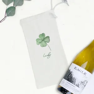 Lucky Four Leaf Clover - St. Patrick's Day Canvas Wine Bag
