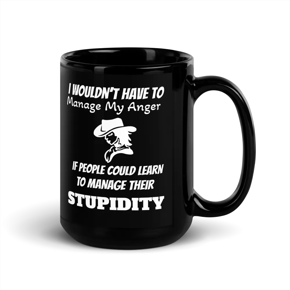 Manage Anger Cowgirls Black Glossy Mugs