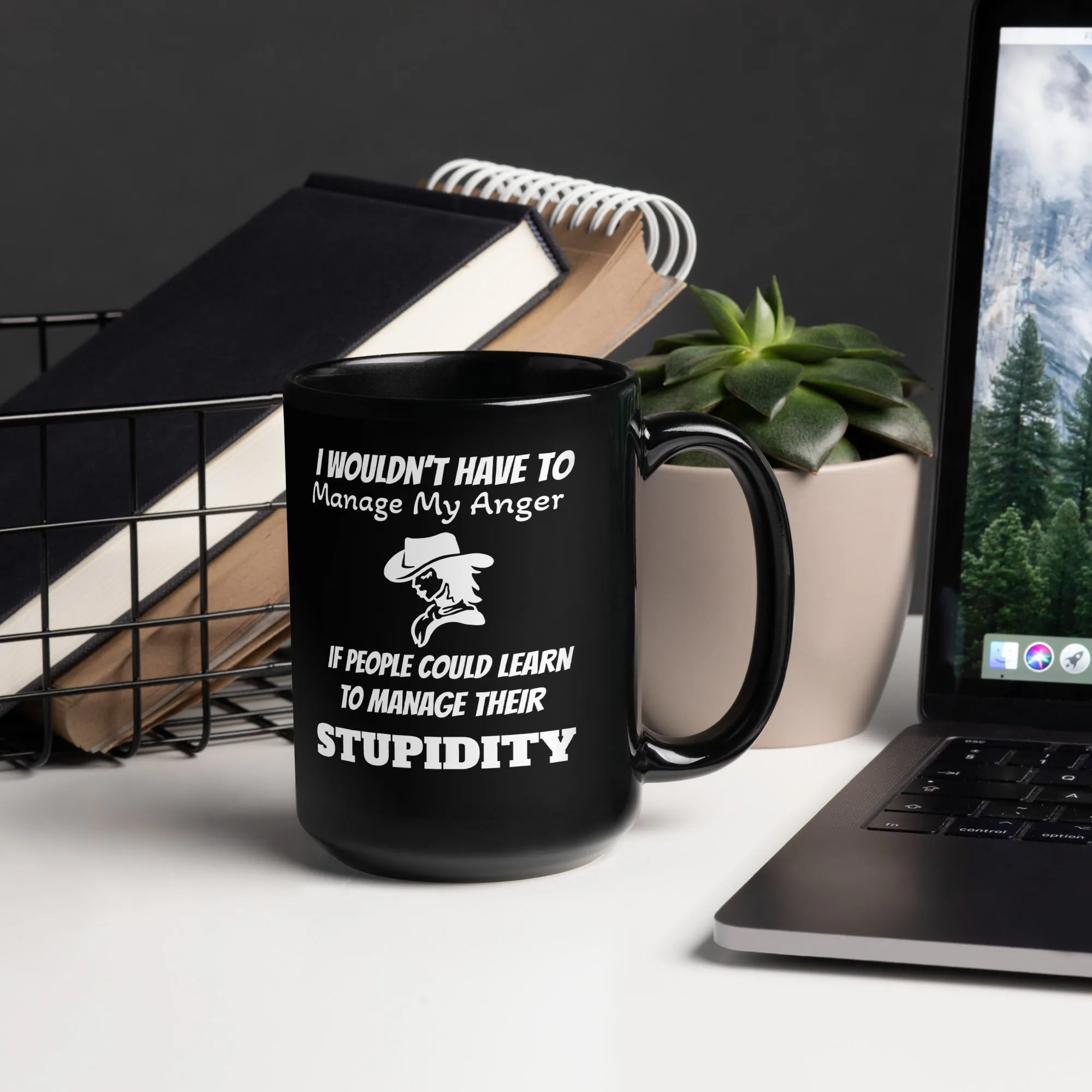 Manage Anger Cowgirls Black Glossy Mugs
