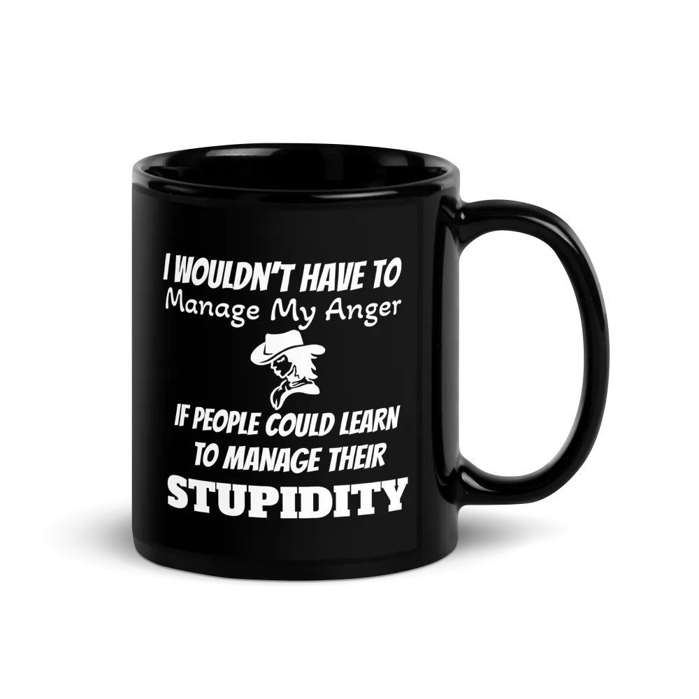 Manage Anger Cowgirls Black Glossy Mugs