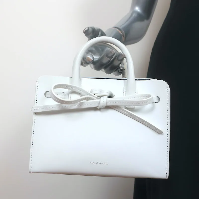 Mansur Gavriel Mini Mini Sun Tote White Leather Crossbody Bag