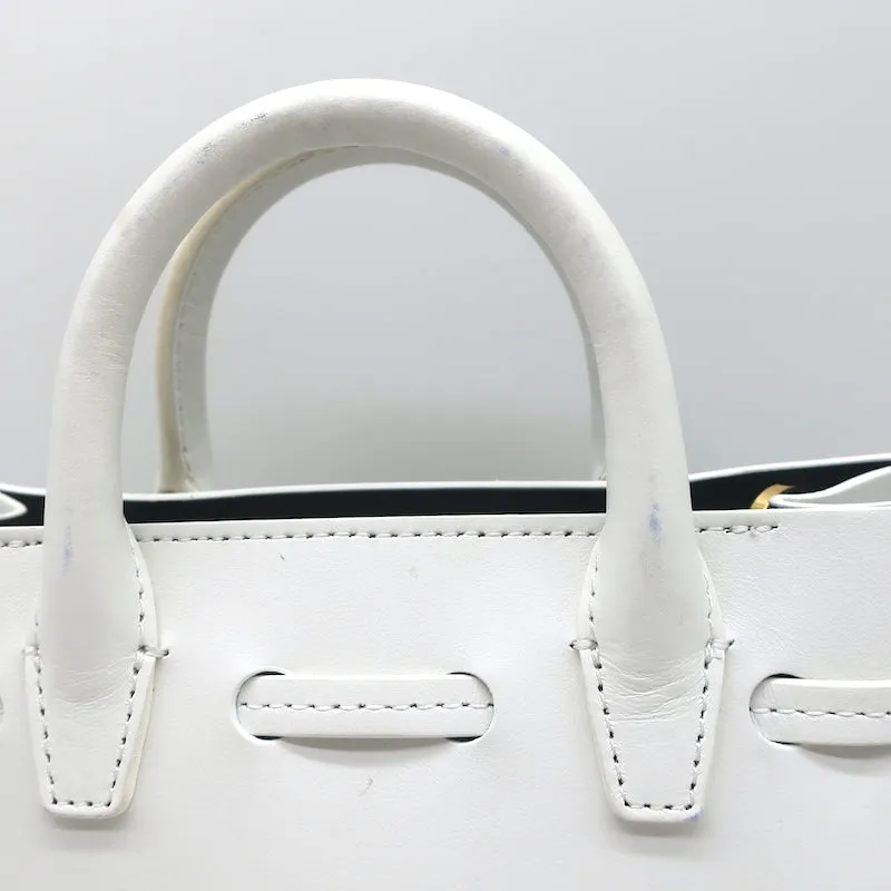 Mansur Gavriel Mini Mini Sun Tote White Leather Crossbody Bag