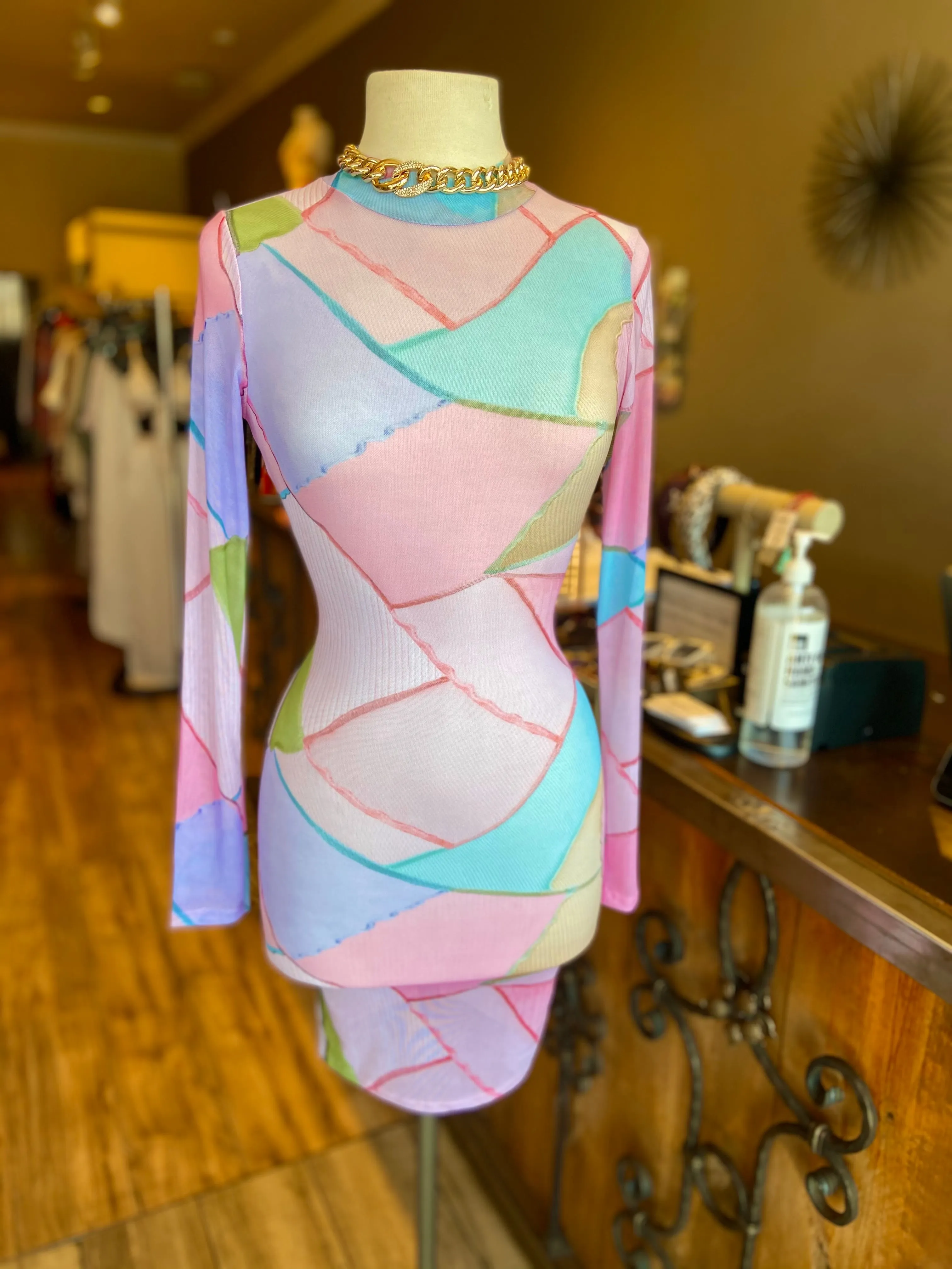 Marble Printed Mesh Dress FINAL SALE