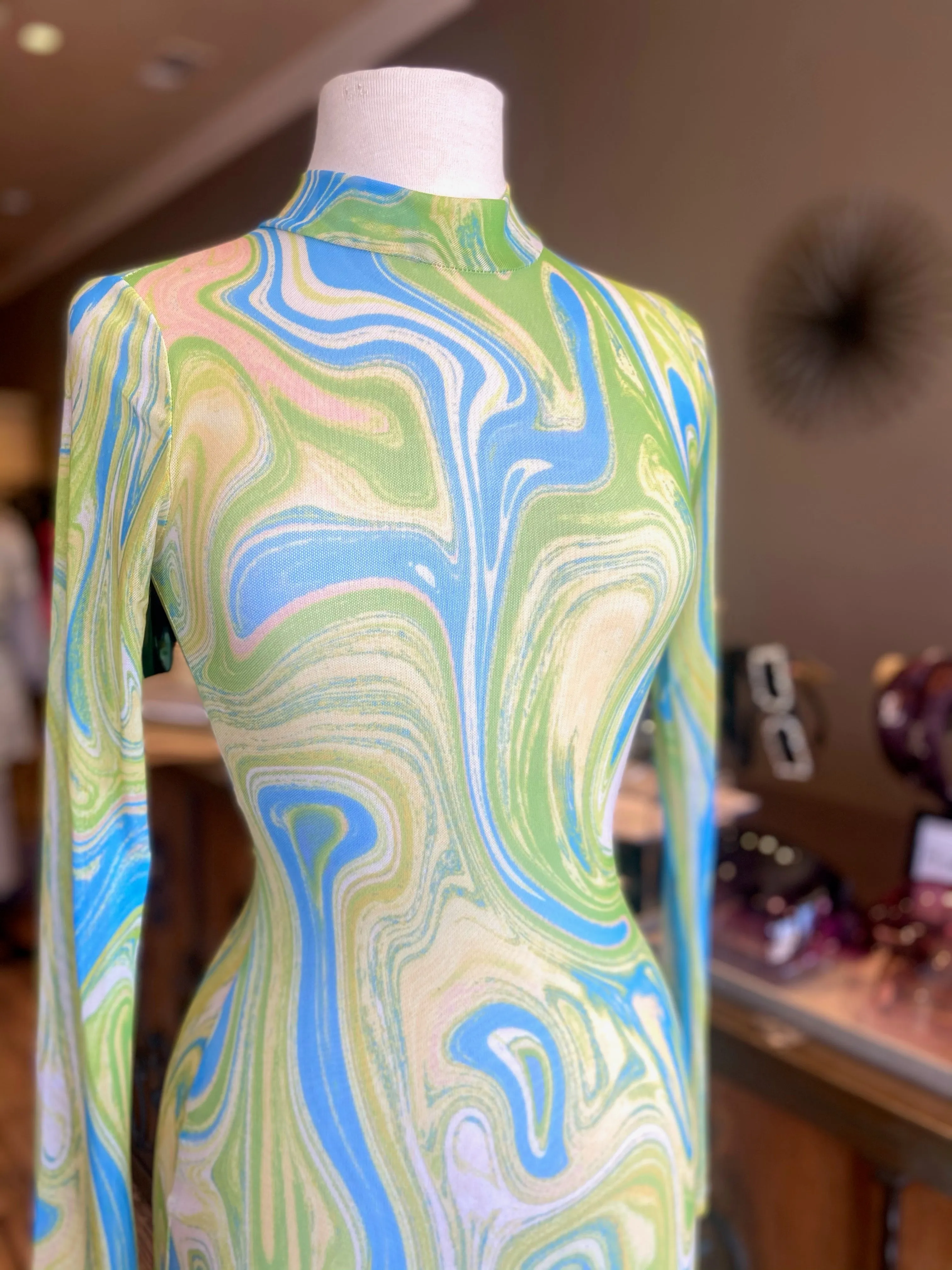 Marble Printed Mesh Dress FINAL SALE