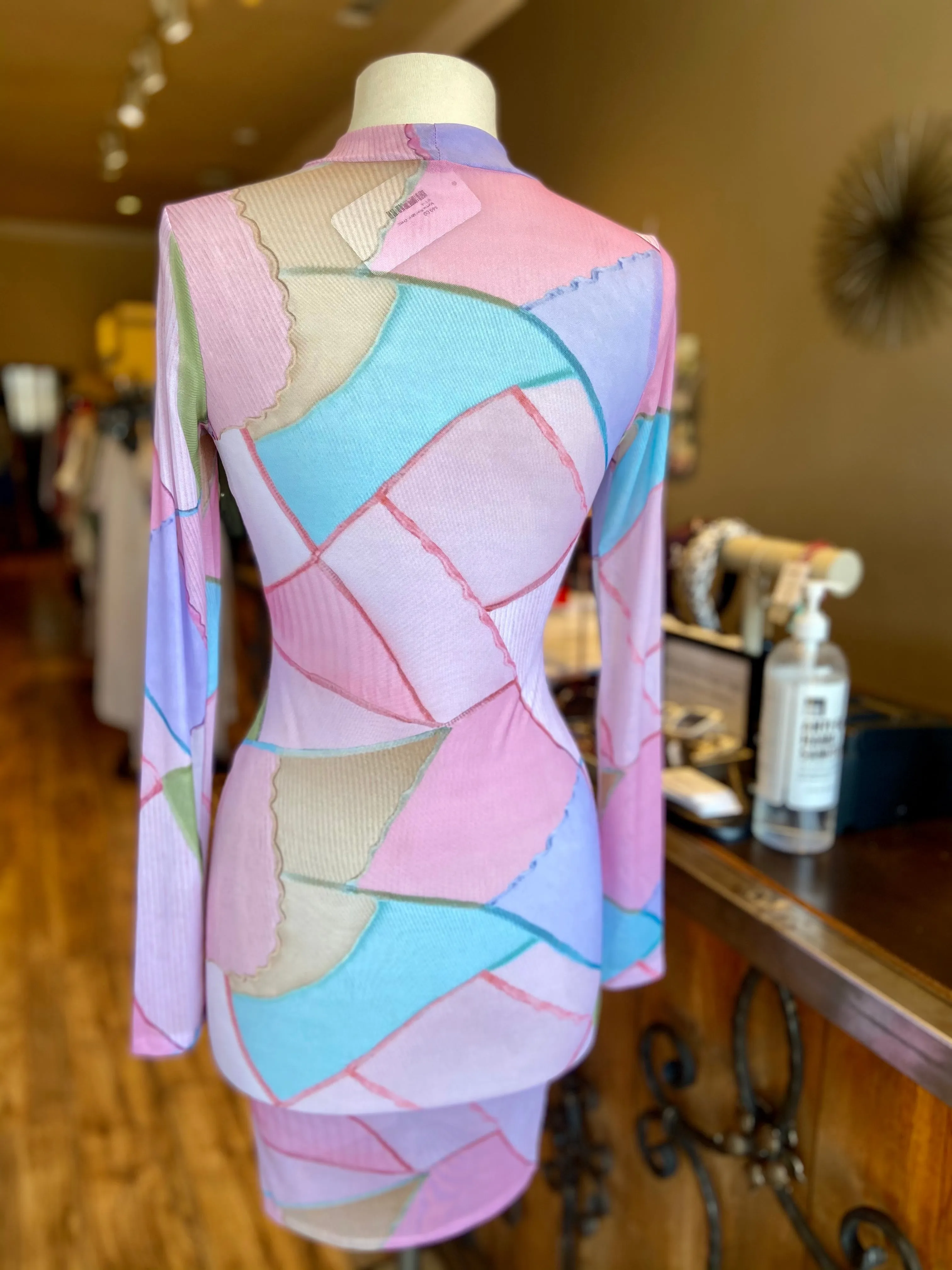 Marble Printed Mesh Dress FINAL SALE