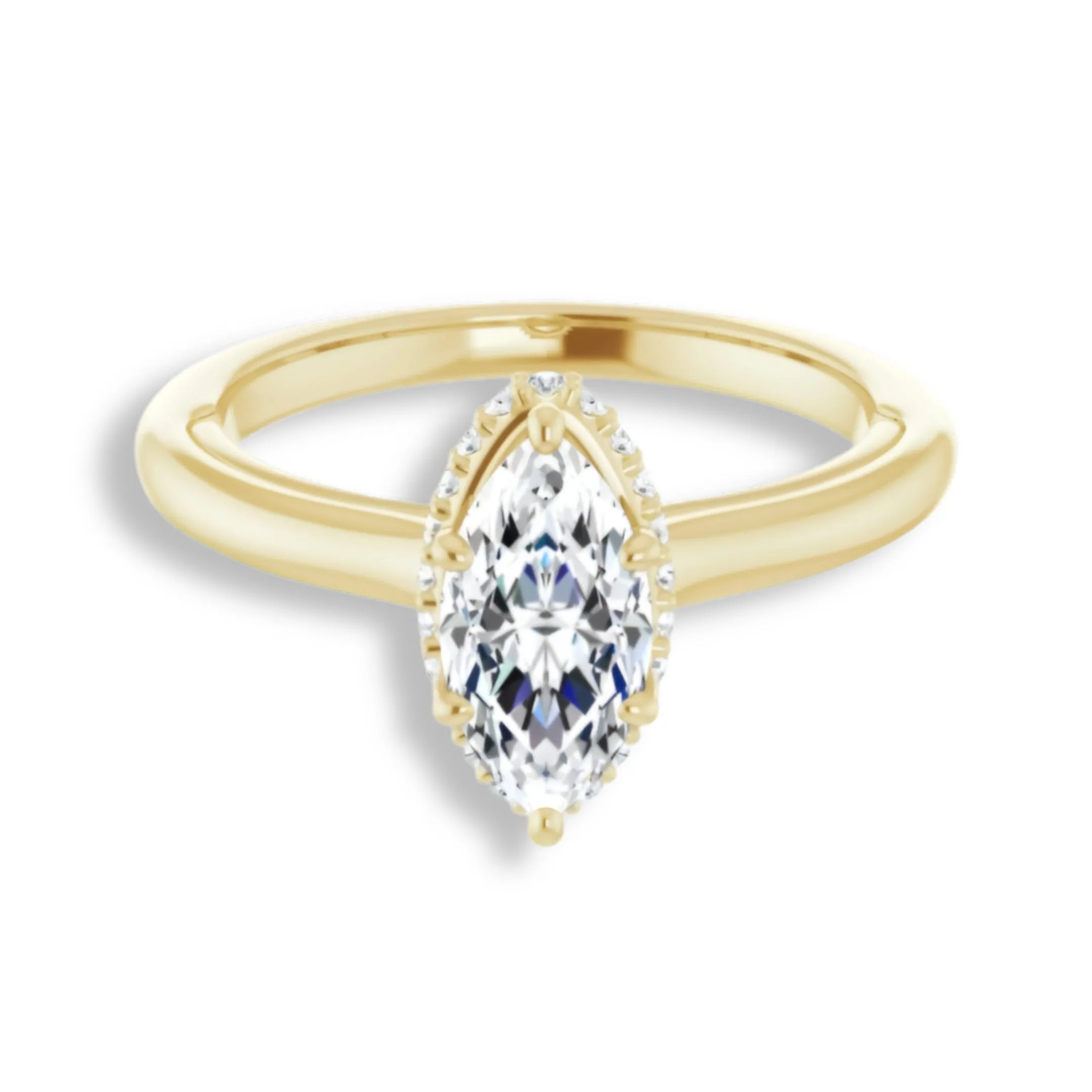 Marquise Diamond Underneath Halo Engagement Ring