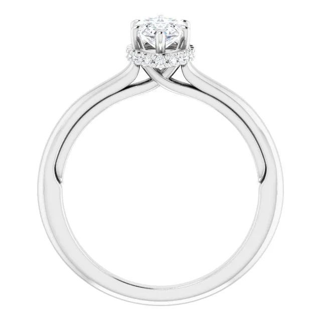 Marquise Diamond Underneath Halo Engagement Ring
