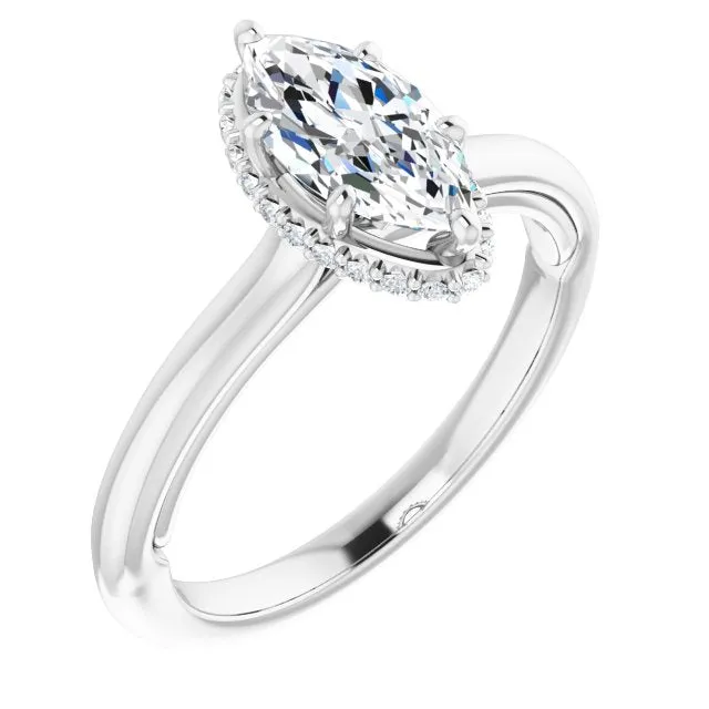 Marquise Diamond Underneath Halo Engagement Ring