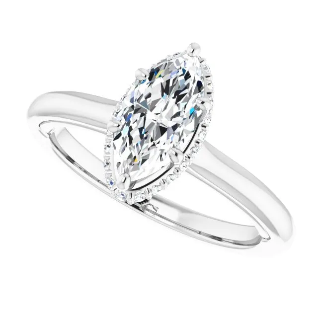 Marquise Diamond Underneath Halo Engagement Ring