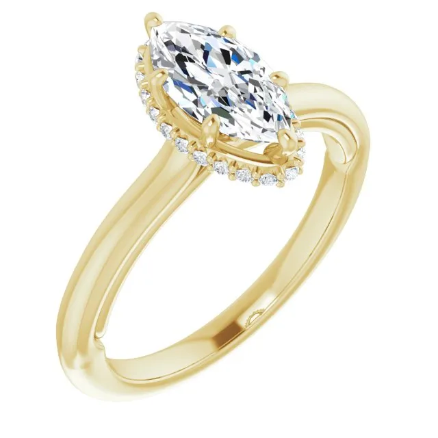 Marquise Diamond Underneath Halo Engagement Ring