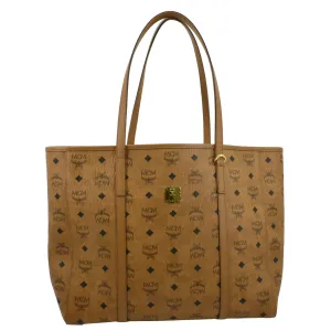 MCM Reversible Liz Medium Visetos Canvas Shopper Tote Bag Cognac