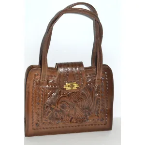 Mexican Brown Tooled Leather Eagle Purse